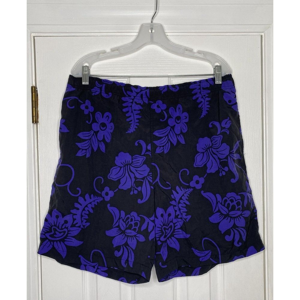 Polo Sport Ralph Lauren Mens Bathing Suit Bottoms Lined Black Purple Floral L